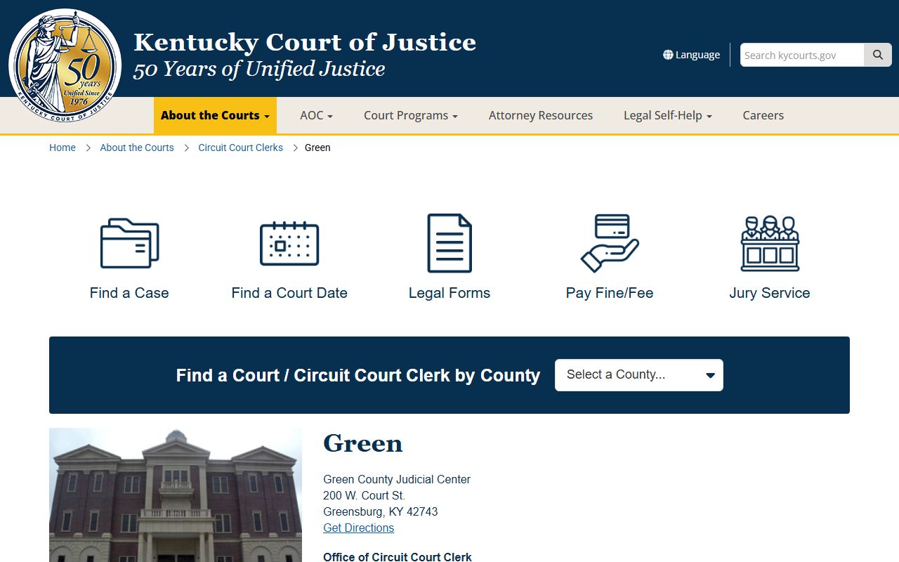 Green County court records after jail arrest court page